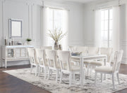 Ashley Furniture Chalanna dining room set with a wooden table and matching chairs, modern design for the dining area.