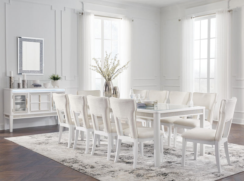 Ashley Furniture Chalanna dining room set with a wooden table and matching chairs, modern design for the dining area.