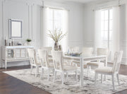 Ashley Furniture Chalanna dining room set with a wooden table and matching chairs in a modern dining room setting.