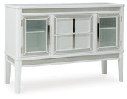 Ashley Furniture Chalanna Dining Server with open shelves and closed cabinets, showcasing a modern wood finish and elegant design.