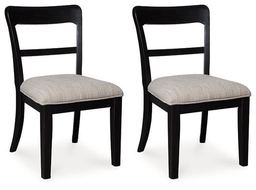 Ashley Furniture Greddinton dining chair with upholstered seat and wooden legs, shown from a side angle.