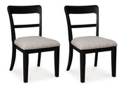 Ashley Furniture Greddinton dining room set with a wooden table and six matching upholstered chairs, shown from a side angle.