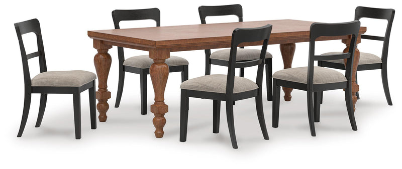 Ashley Furniture Greddinton dining room set with a wooden table and matching chairs, elegant design for a dining space.