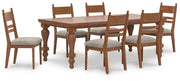 Ashley Furniture Greddinton dining room set with a wooden table and six matching chairs, modern design for dining area.