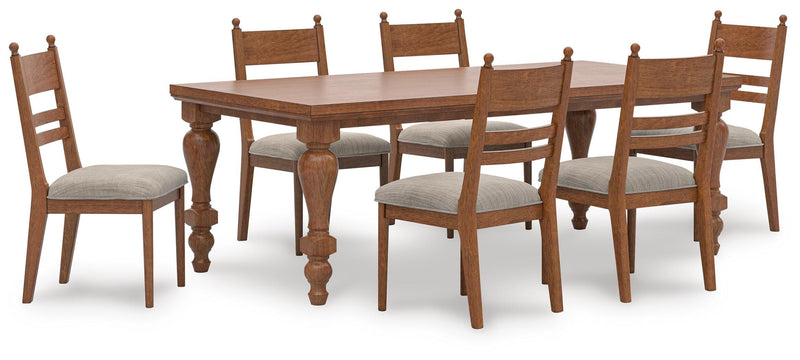 Ashley Furniture Greddinton dining room set with a wooden table and six matching chairs, modern design for dining area.