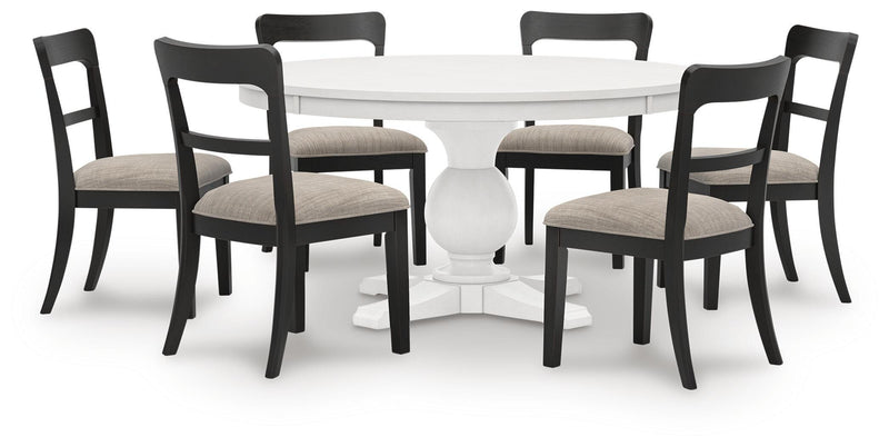Ashley Furniture Greddinton dining room set with a wooden table and matching chairs in a modern home setting.