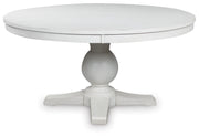 Ashley Furniture Greddinton dining room set with a wooden table and matching chairs, seen from a head-on angle.
