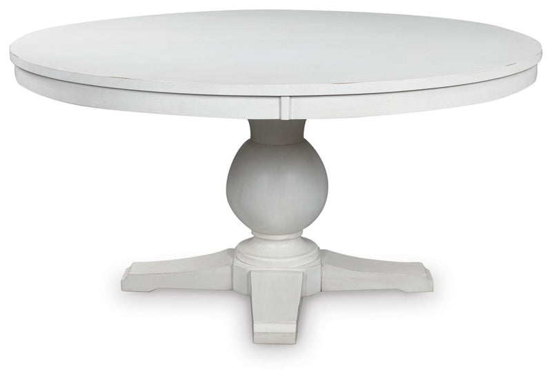 Ashley Furniture Greddinton dining room set with a wooden table and matching chairs, seen from a head-on angle.