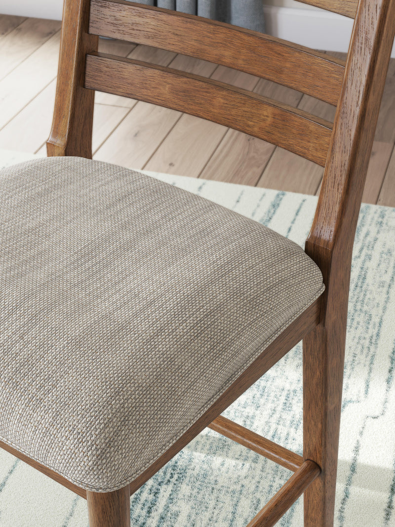 Ashley Furniture Greddinton dining room set with a wooden table and six upholstered chairs, detailed view of the elegant furniture.