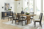 Ashley Furniture Galliden dining chair with upholstered seat and wooden frame, shown in a modern dining room setting.