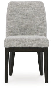 Ashley Furniture Burkhaus dining room set with a table and chairs, shown from a head-on angle in a modern dining space.
