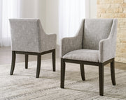 Ashley Furniture Burkhaus dining room set with a wooden table and six chairs, featuring a classic design and elegant finish.