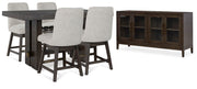 Ashley Furniture Burkhaus dining room set with a table and matching chairs in a modern, elegant design.