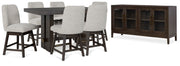 Ashley Furniture Burkhaus dining room set with a wooden table and matching chairs in a modern, elegant design