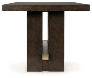 Ashley Furniture Burkhaus dining room set with a table and matching chairs, showcasing a modern wood finish and sleek design.