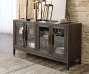 Ashley Furniture dining room set with a wooden table and six matching chairs, perfect for a modern dining space.