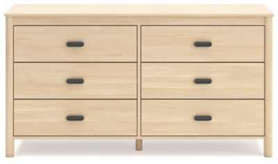 Ashley Furniture Cabinella Dresser with sleek wood finish and multiple drawers, shown from a front head-on view.