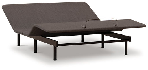 Ashley Furniture adjustable base head and foot model with remote, showing the adjustable head and foot sections in an elevated position.
