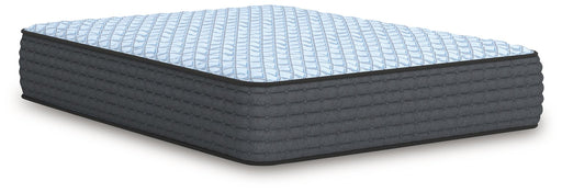 Ashley Furniture Destin Cove Firm Hybrid Mattress shown from an angle, highlighting its plush surface and supportive design.