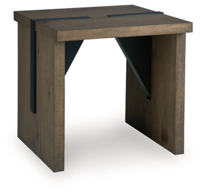 Ashley Furniture Kandinew end table with a modern design, featuring a smooth surface and sturdy wooden legs.