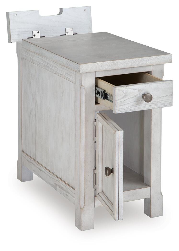 Ashley Furniture Robbinsdale Chairside End Table with open shelf and stylish design, viewed from an angle.