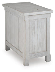 Ashley Furniture Robbinsdale chairside end table with wooden top and tapered legs, designed for convenient side table use.