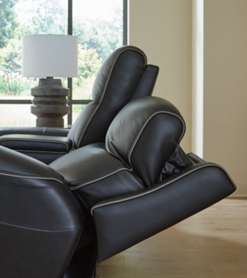 Ashley Furniture 5Z-Comfort Power Reclining Sofa showing plush fabric upholstery and built-in reclining features.