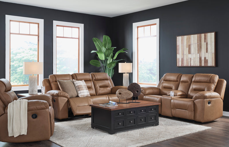 Woorley Leather Reclining Living Room Set