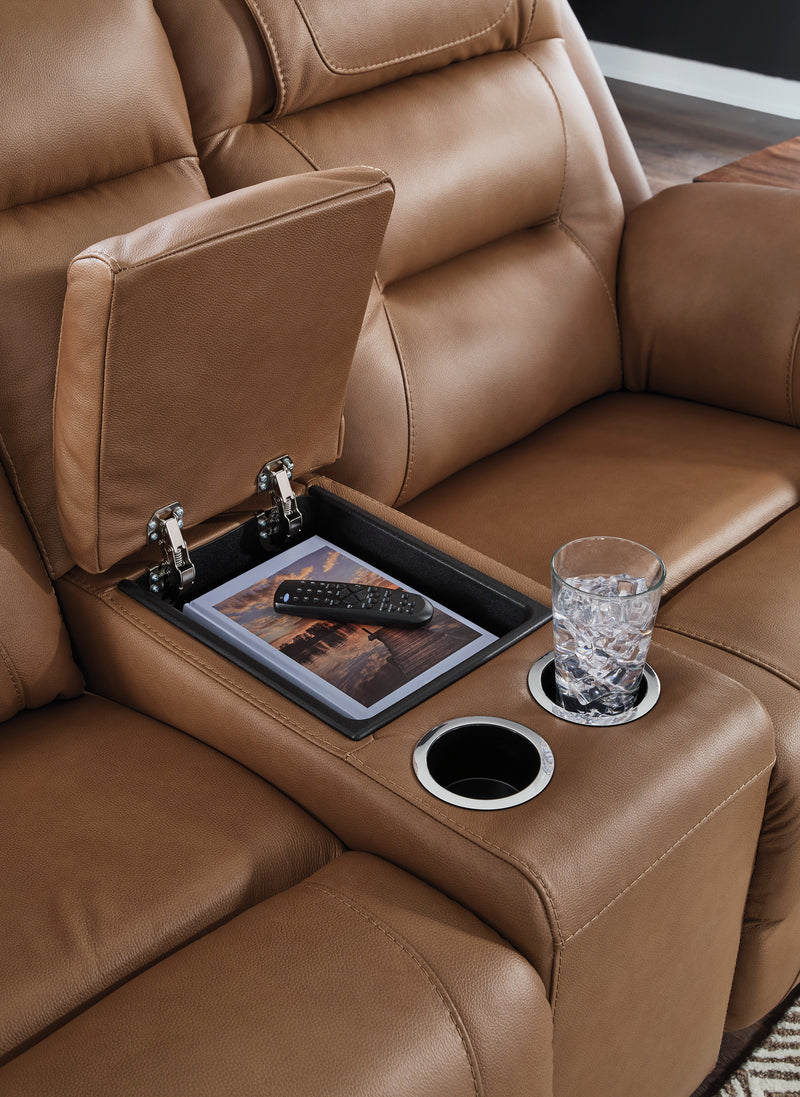 Woorley Leather Reclining Living Room Set