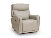 Ashley Furniture Pincara Power AutoGlide Recliner in closed position, with plush cushioning and dark upholstery, angled view.