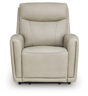 Ashley Furniture Pincara Power AutoGlide Recliner with plush upholstery and adjustable headrest, shown in a head-on view.