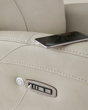 Ashley Furniture Pincara Power AutoGlide Recliner with heat, massage, and USB port, featuring plush fabric and ergonomic design.