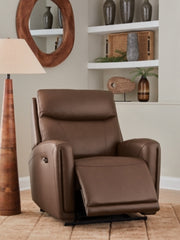 Ashley Furniture Pincara Power AutoGlide Recliner in open position with plush upholstery and padded armrests, designed for comfort.