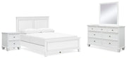 Ashley Furniture Fortman bedroom set with bed, dresser, mirror, and nightstand in rustic brown finish