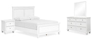 Ashley Furniture Fortman bedroom set with bed frame, nightstand, dresser, and mirror in dark finish