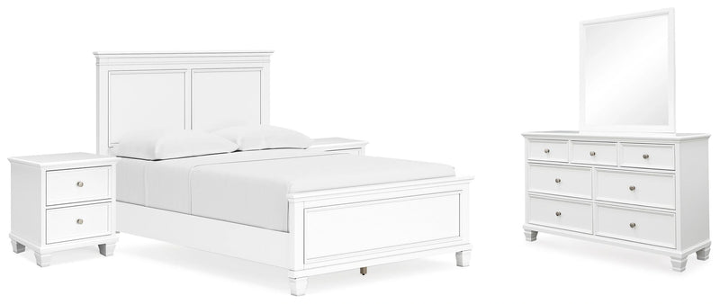 Ashley Furniture Fortman bedroom set with coordinated bed, dresser, nightstand, and wood finish