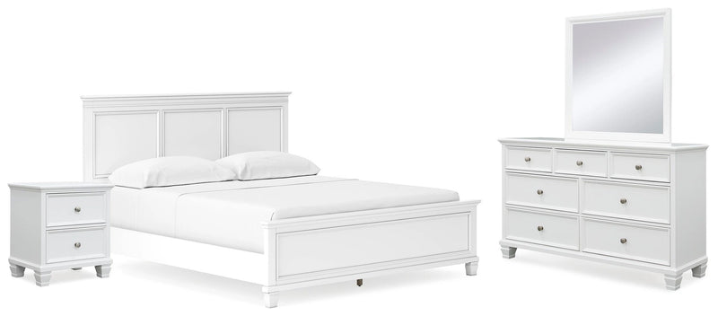 Ashley Furniture Fortman bedroom set with wood bed, dresser, mirror, and nightstand in rustic brown finish