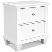 Ashley Furniture Fortman bedroom set with coordinated bed frame, dresser, and nightstands in a warm wood finish