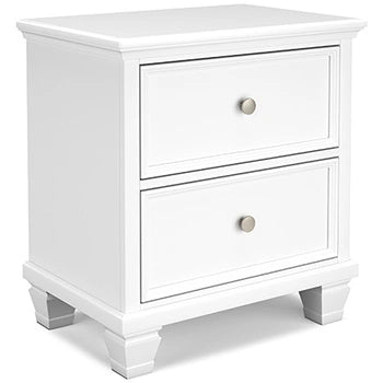 Ashley Furniture Fortman bedroom set with coordinated bed frame, dresser, and nightstands in a warm wood finish