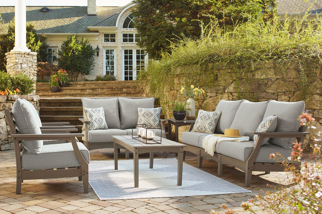 Visola Outdoor Sofa, Loveseat and 2 Lounge Chairs with Coffee Table and End Table