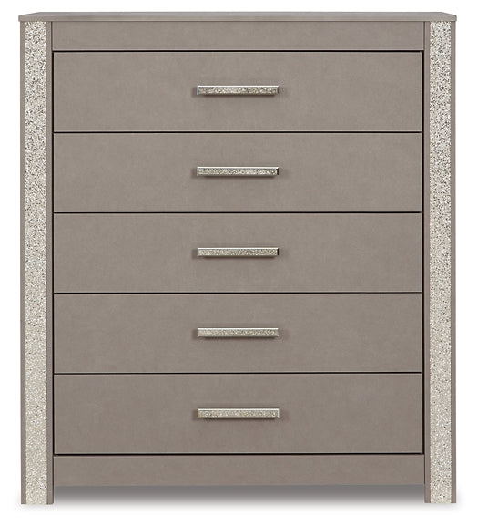Surancha Full Panel Bed with Mirrored Dresser and Chest