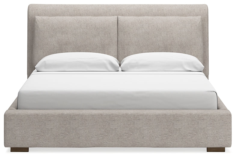 Cabalynn King Upholstered Bed with Mirrored Dresser and Chest