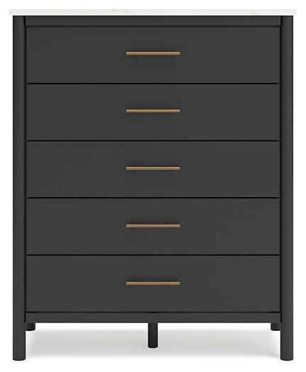 Cadmori King Upholstered Panel Bed with Mirrored Dresser, Chest and 2 Nightstands