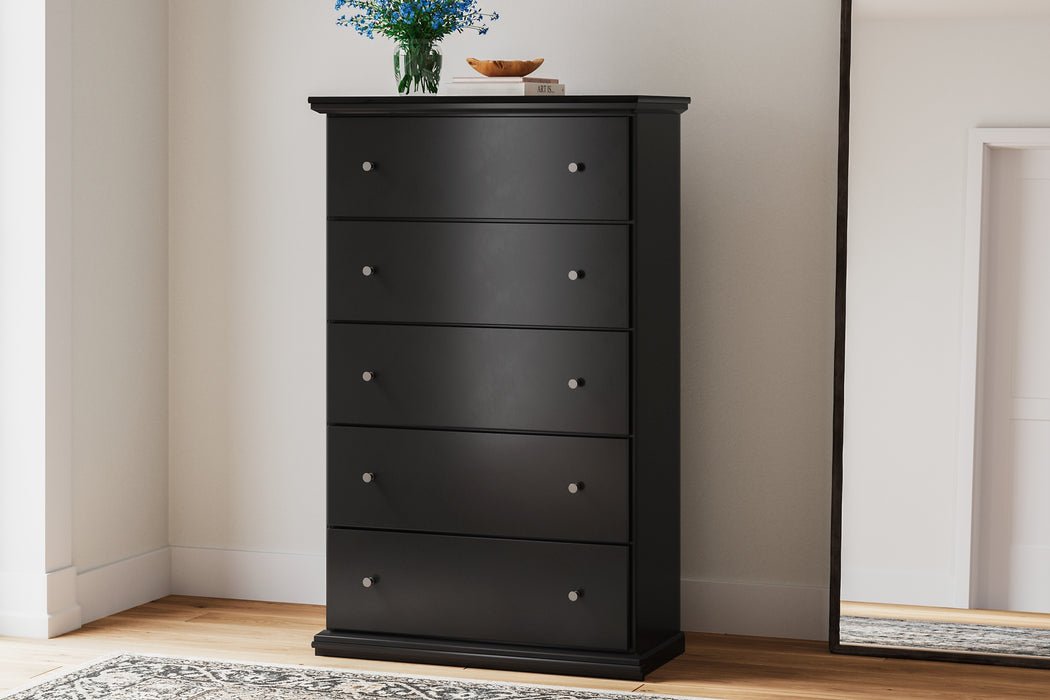 King Panel Bed with Mirrored Dresser and Chest