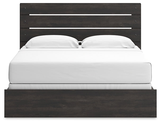 Hollivern King Panel Bed with Mirrored Dresser and Nightstand