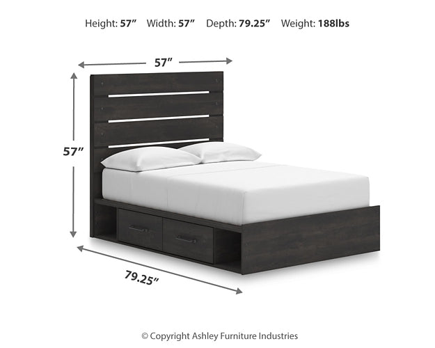 Hollivern Full Panel Bed with Storage with Mirrored Dresser