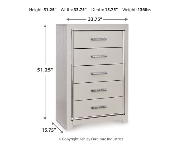 Zyniden Full Upholstered Panel Bed with Mirrored Dresser and Chest