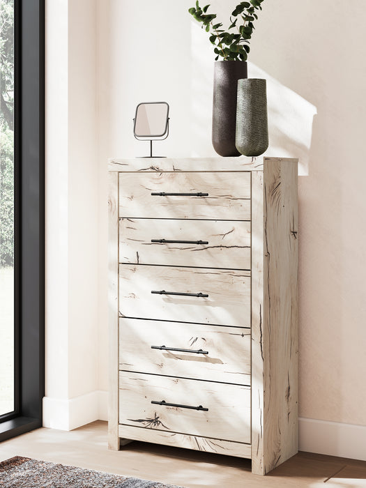King Panel Headboard with Mirrored Dresser, Chest and Nightstand