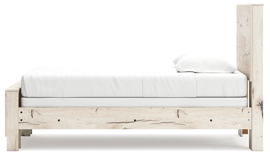 Twin Panel Bed with Storage with Mirrored Dresser and Chest