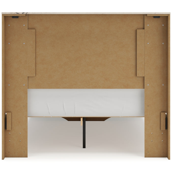 Full Panel Headboard with Mirrored Dresser, Chest and Nightstand